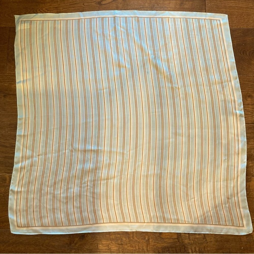 CLEOBELLA 33 x  33” Light Blue & Tan Square Lightweight Scarf